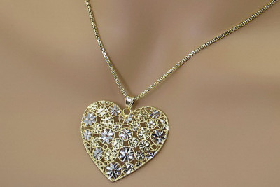 Italian 14k gold modern heart pendant & Rope chain cpn003yw&cc078yw