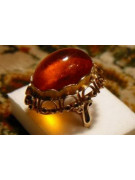 Russische Rose Sowjetische Rosa UdSSR rot 585 583 Gold Bernstein Ring vrab005