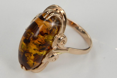 "Bague d'Époque en Or Rose 14 Carats avec Ambre" vrab010