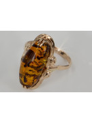 Russian rose Soviet pink USSR red 585 583 gold amber ring vrab010