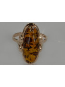 Russian rose Soviet pink USSR red 585 583 gold amber ring vrab010