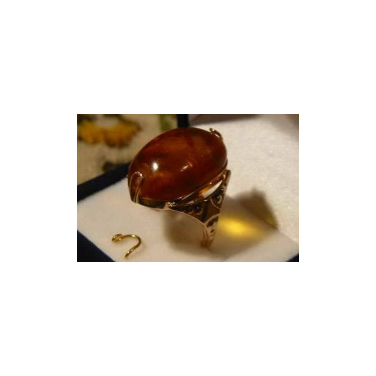 Russian rose Soviet pink USSR red 585 583 gold amber ring vrab011