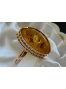 Russian rose Soviet pink USSR red 585 583 gold amber ring vrab014