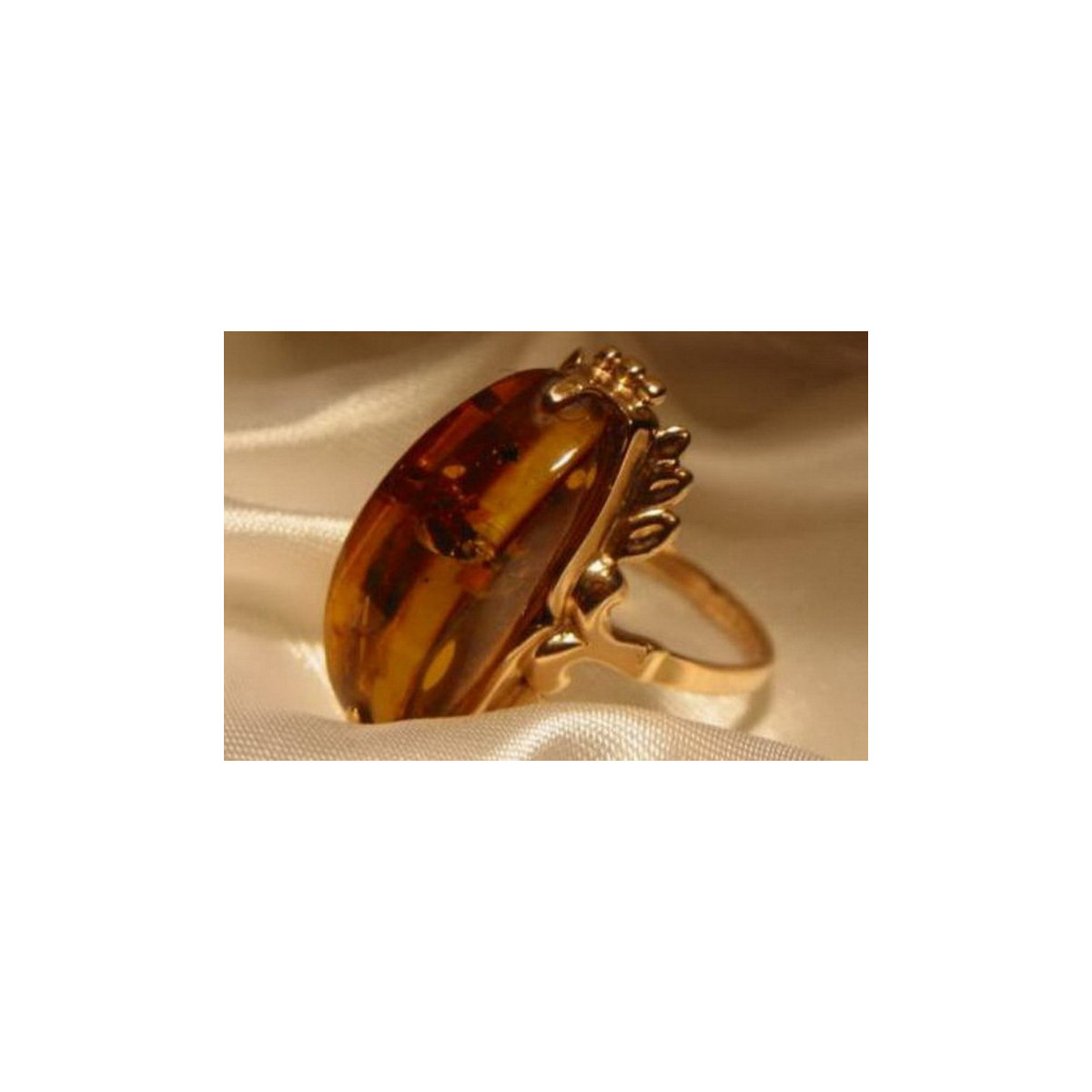 Rosa rusa rosa soviética rojo URSS 585 583 oro anillo ámbar vrab015