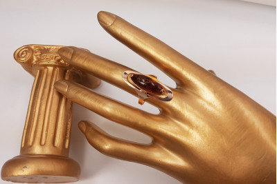 Rusă a crescut sovietic roz URSS roșu 585 583 inel de chihlimbar de aur vrab016