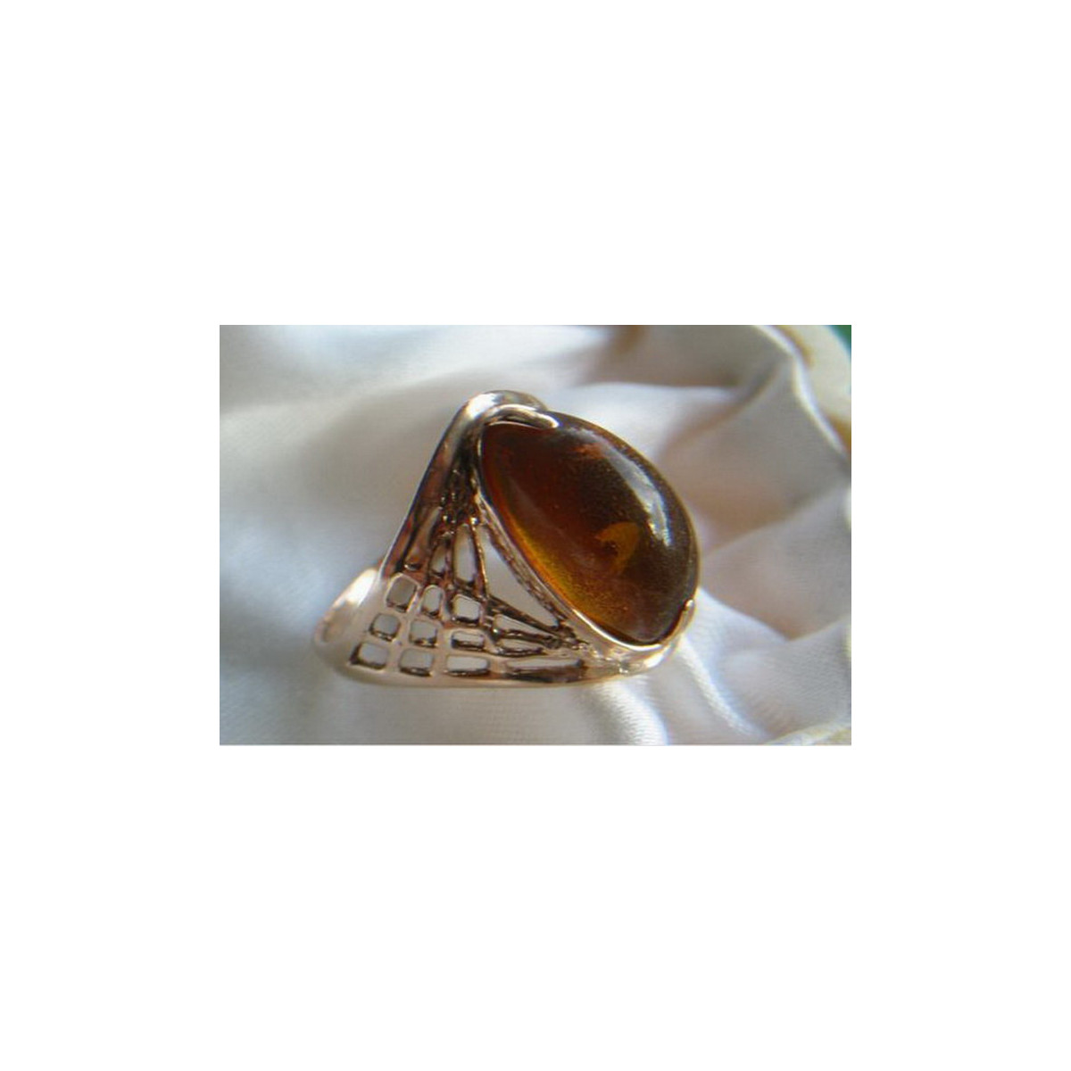 Russian rose Soviet pink USSR red 585 583 gold amber ring vrab023