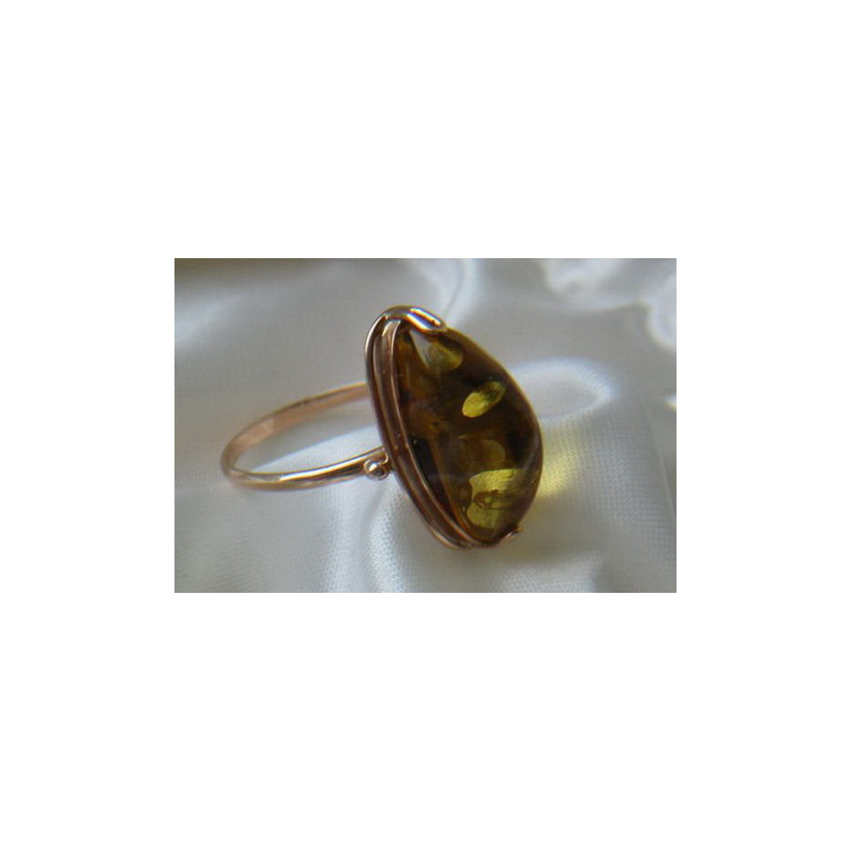 Russian rose Soviet pink USSR red 585 583 gold amber ring vrab027