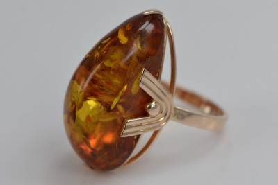 "14K Rose Gold Vintage-Inspired 585 Amber Jewelry Ring" vrab040