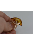 Russische Rose Sowjetische Rosa UdSSR rot 585 583 Gold Bernstein Ring vrab040