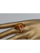 Russian rose Soviet pink USSR red 585 583 gold amber ring vrab040