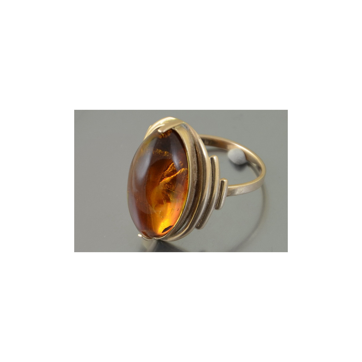 Rosa rusa rosa soviética rojo URSS 585 583 anillo ámbar dorado vrab045