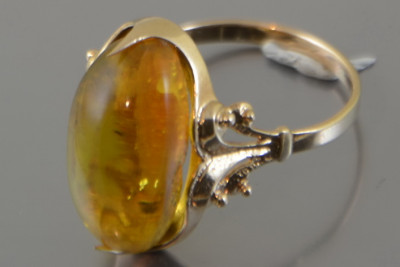 "Vintage Inspired 14K Rose Gold Ring with Amber Accent" vrab046