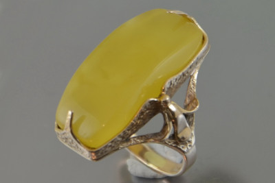 Rose russe rose soviétique URSS rouge 585 583 bague ambre or vrab047