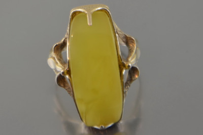 Rose russe rose soviétique URSS rouge 585 583 bague ambre or vrab047