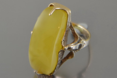 Russische Rose Sowjetische Rosa UdSSR rot 585 583 Gold Bernstein Ring vrab047