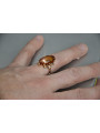 Russische Rose Sowjetische Rosa UdSSR rot 585 583 Gold Bernstein Ring vrab052