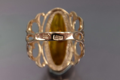 Rusă a crescut sovietic roz URSS roșu 585 583 inel de chihlimbar de aur vrab053