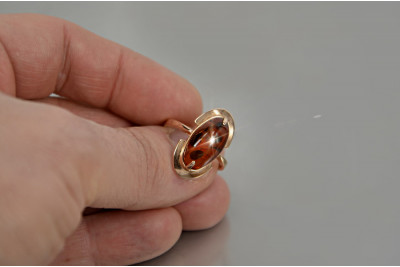 Russian rose Soviet pink USSR red 585 583 gold amber ring vrab055