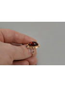 Russian rose Soviet pink USSR red 585 583 gold amber ring vrab055