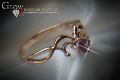 Anillo de zircón esmeralda esmeralda de oro ruso soviético 14k 585 de oro Alejandrita Esmeralda Zafiro vrc018