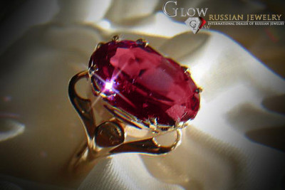 Ruso Soviet rosa 14k 585 oro Alejandrita Rubí Esmeralda Zafiro Zircón anillo vrc019