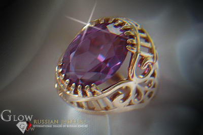 Rosyjska radziecka róża 14k 585 złoto Aleksandryt Rubin szmaragdowy szafirowy pierścionek z cyrkonią vrc024