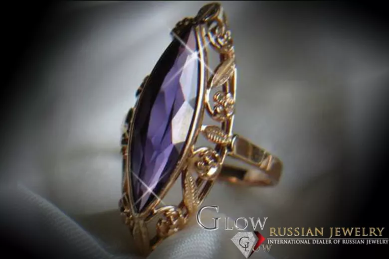 Russe soviétique rose 14k 585 or Alexandrite Rubis Émeraude Saphir Zircon bague vrc036