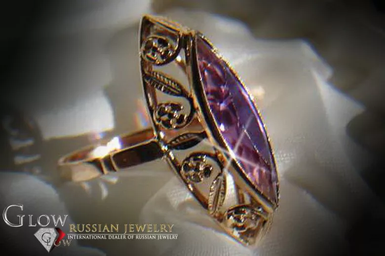 Ruso Soviet rosa 14k 585 oro Alejandrita Rubí Esmeralda Zafiro Zircón anillo vrc036