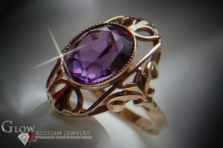 Russie soviétique rose 14k 585 or Alexandrite rubis émeraude saphir Zircon bague vrc044