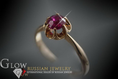 Bague Russe Soviétique Rose Or 14K Alexandrite Rubis Émeraude Saphir Zircon 585 vrc049