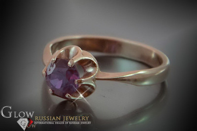 Russisch Sowjetrosa 14 Karat 585 Gold Alexandrit Rubin Smaragd Saphir Zirkon Ring vrc049