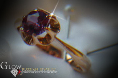Russisch Sowjetrosa 14 Karat 585 Gold Alexandrit Rubin Smaragd Saphir Zirkon Ring vrc049
