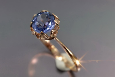 Russisch Sowjetrosa 14 Karat 585 Gold Alexandrit Rubin Smaragd Saphir Zirkon Ring vrc051