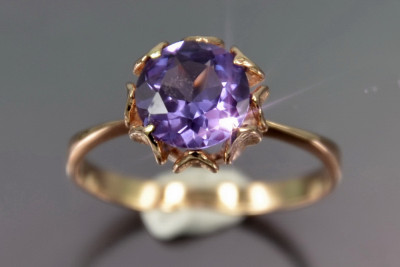 Russian Soviet rose 14k 585 gold Alexandrite Ruby Emerald Sapphire Zircon ring  vrc051