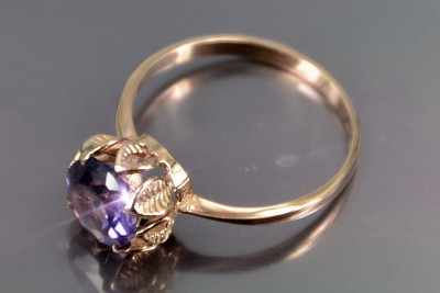 Russisch Sowjetrosa 14 Karat 585 Gold Alexandrit Rubin Smaragd Saphir Zirkon Ring vrc051