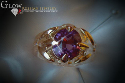 Russisch Sowjetrosa 14 Karat 585 Gold Alexandrit Rubin Smaragd Saphir Zirkon Ring vrc054
