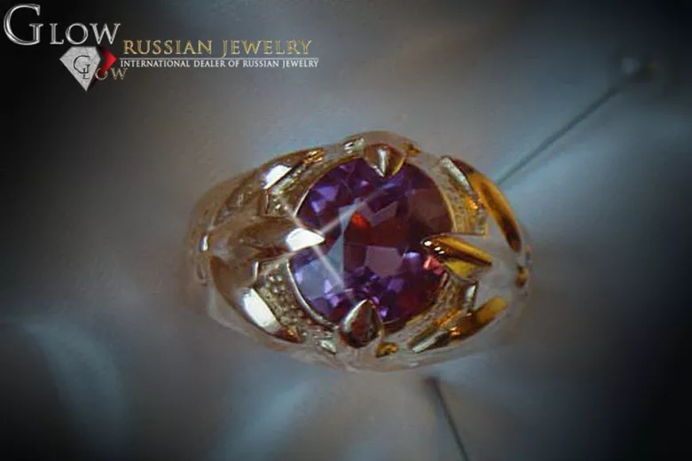 Russian Soviet rose 14k 585 gold Alexandrite Ruby Emerald Sapphire Zircon ring  vrc054