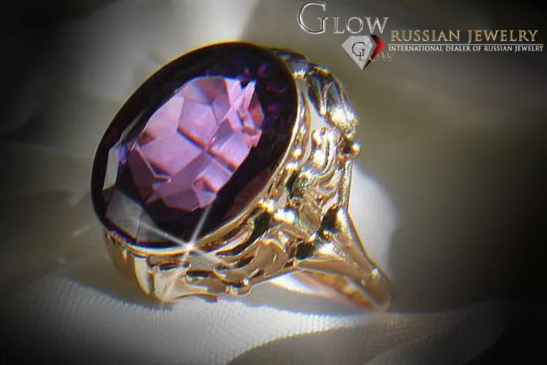 Russe soviétique rose 14k 585 or Alexandrite Rubis Émeraude Saphir Zircon bague vrc061