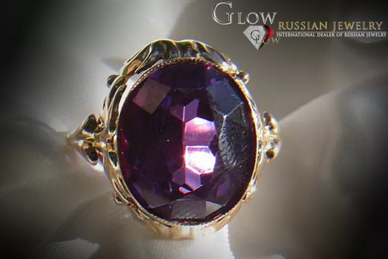 Russe soviétique rose 14k 585 or Alexandrite Rubis Émeraude Saphir Zircon bague vrc061