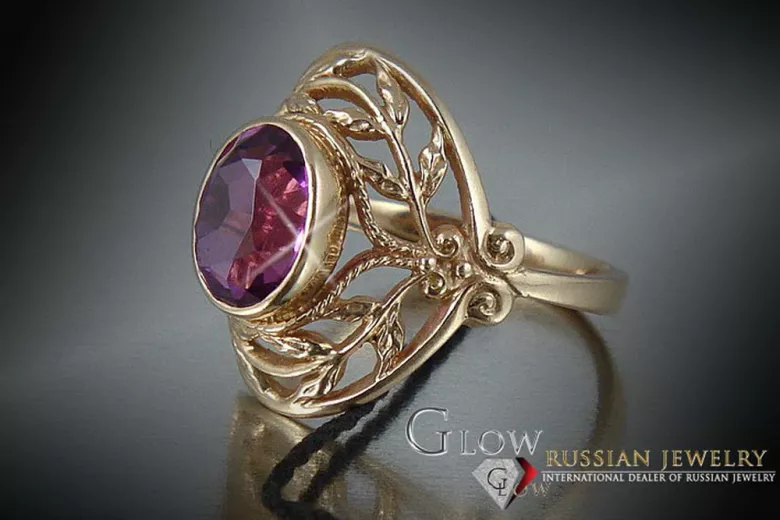 Russisch Sowjetrosa 14 Karat 585 Gold Alexandrit Rubin Smaragd Saphir Zirkon Ring vrc065