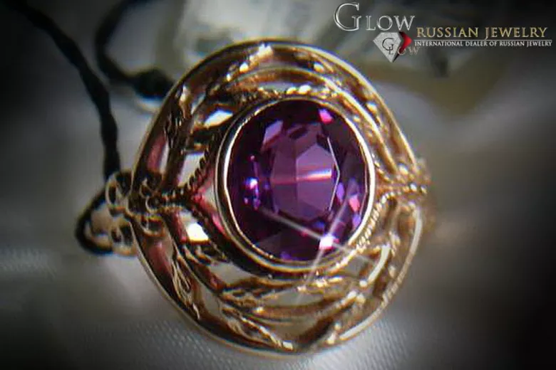 Russe soviétique rose 14k 585 or Alexandrite Rubis Émeraude Saphir Zircon bague vrc065