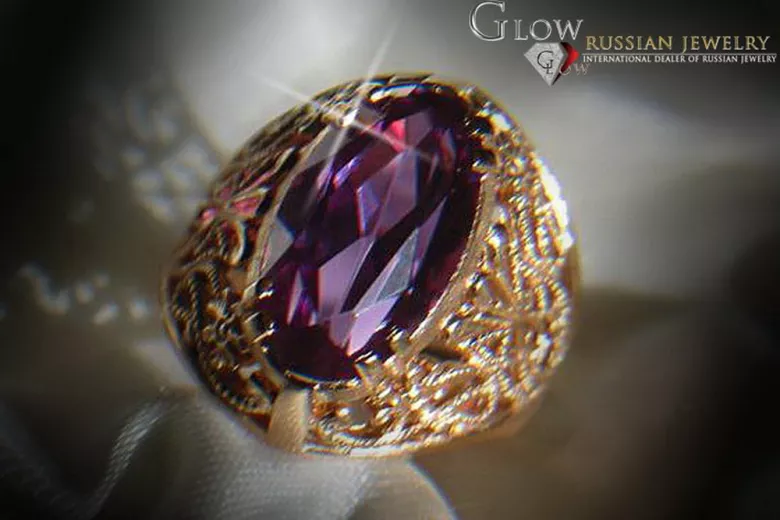 Russe soviétique rose 14k 585 or Alexandrite Rubis Émeraude Saphir Zircon bague vrc074