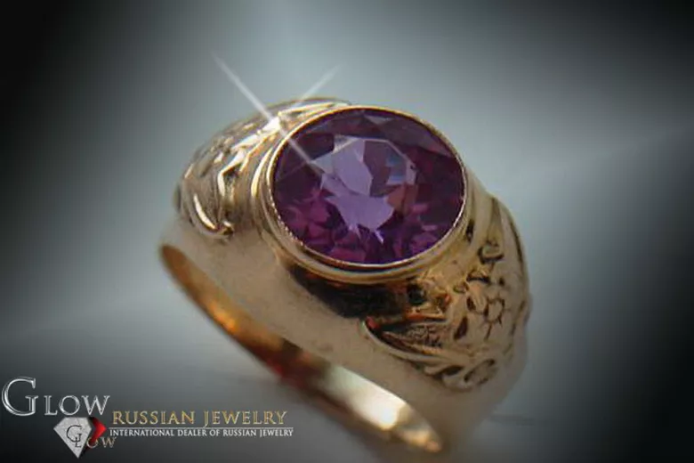 Russisch Sowjetrosa 14 Karat 585 Gold Alexandrit Rubin Smaragd Saphir Zirkon Ring vrc078