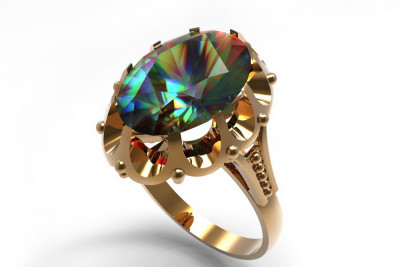 Russisch Sowjetrosa 14 Karat 585 Gold Alexandrit Rubin Smaragd Saphir Zirkon Ring vrc079