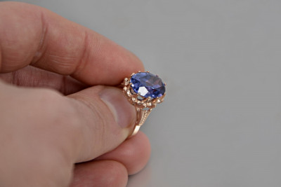 Russisch Sowjetrosa 14 Karat 585 Gold Alexandrit Rubin Smaragd Saphir Zirkon Ring vrc079