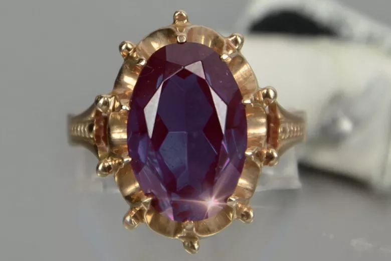 Russe soviétique rose 14k 585 or Alexandrite Rubis Émeraude Saphir Zircon bague vrc079