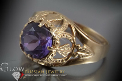 Bague Russe Soviétique Rose Or 14K Alexandrite Rubis Émeraude Saphir Zircon 585 vrc080