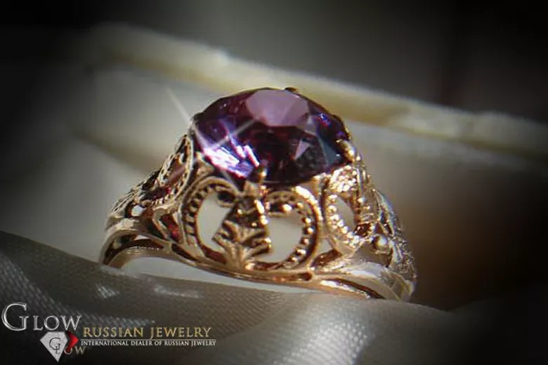 Russe soviétique rose 14k 585 or Alexandrite Rubis Émeraude Saphir Zircon bague vrc080