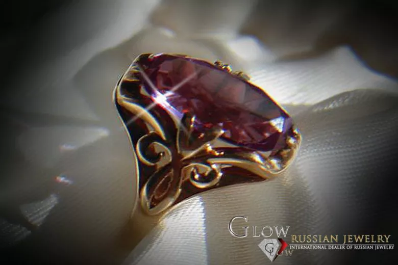 Russe soviétique rose 14k 585 or Alexandrite Rubis Émeraude Saphir Zircon bague vrc082