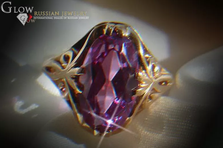 Sovietic rus a crescut 14k 585 aur Alexandrite Ruby Emerald Safir Zircon inel vrc082